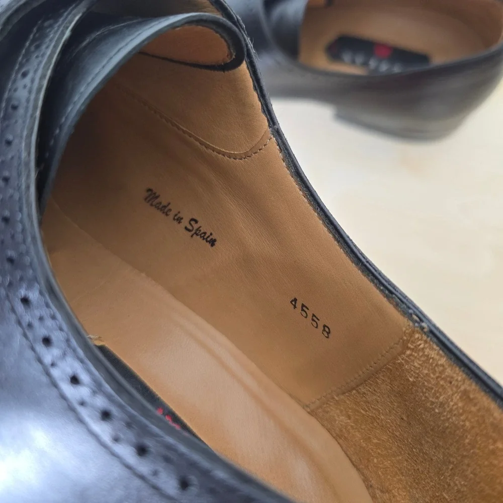 Mezlan Forest Black Leather Single Monk Strap Wingtip Dress Shoes Mens 12 M